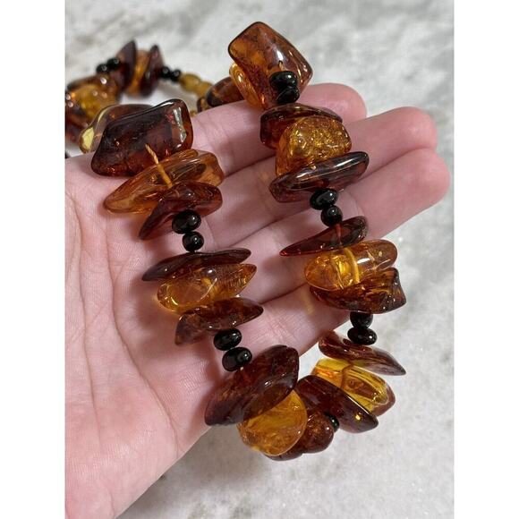 Vintage Natural Chunky Baltic Multi Colored Amber Necklace 24 Inch - Picture 10 of 11